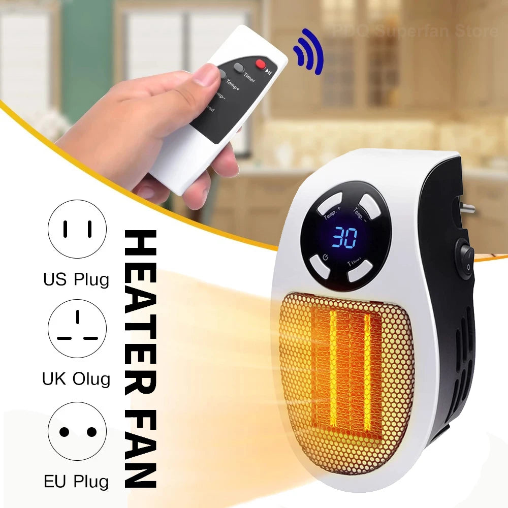 Mini Aquecedor Elétrico Portátil 500W com Controle Remoto – Ideal para Quartos e Ambientes Pequenos
