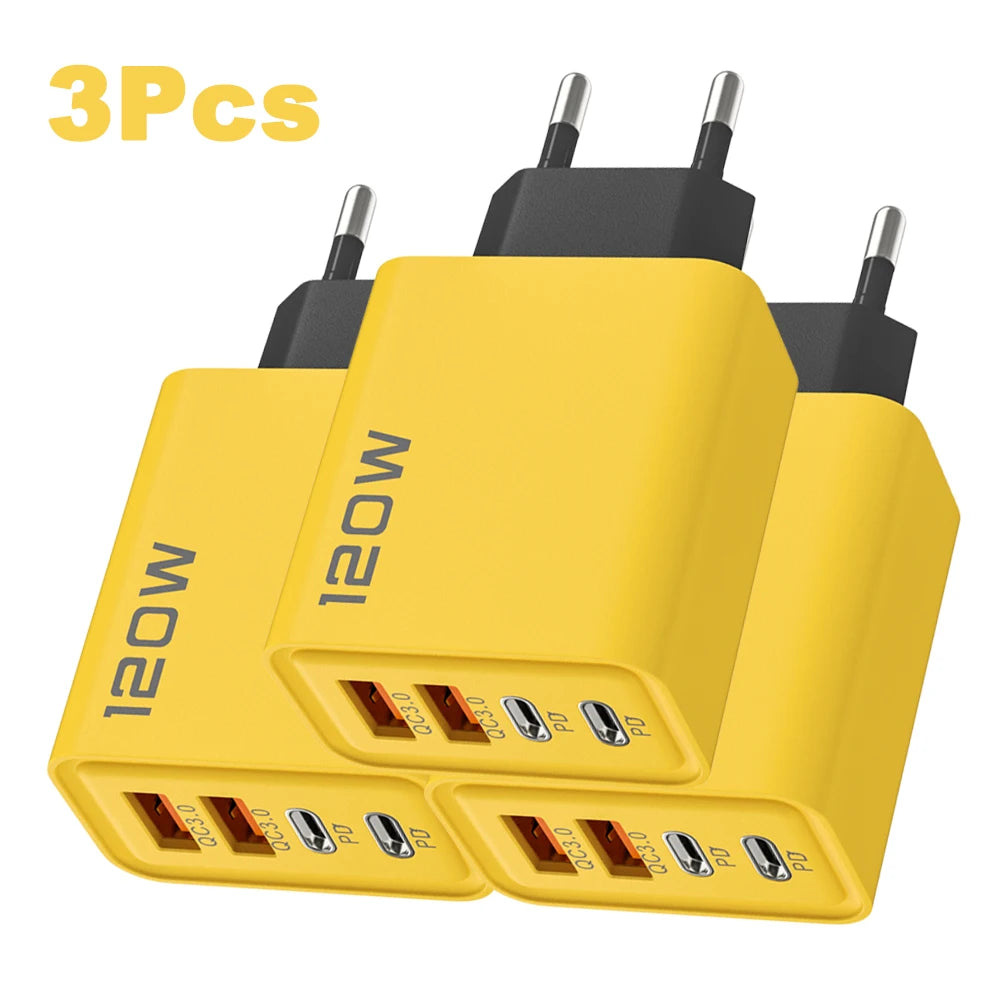 Carregador Rápido USB com 4 Portas (Type-C PD + QC 3.0) – Compatível com iPhone, Samsung, Xiaomi e mais