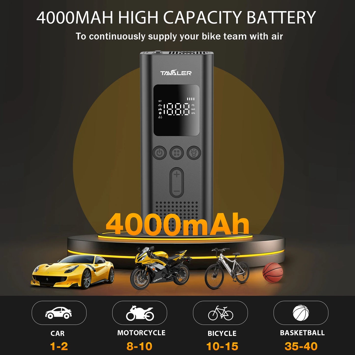 Mini Bomba de Ar Elétrica Portátil – 150 PSI com Lanterna LED