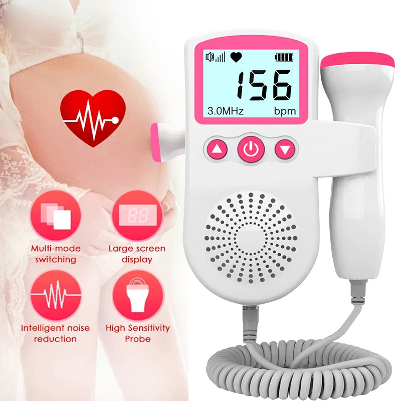 Doppler Fetal Portátil com Tela LCD – Monitor de Batimentos Cardíacos do Bebê 3.0MHz para Uso Doméstico em Gestantes