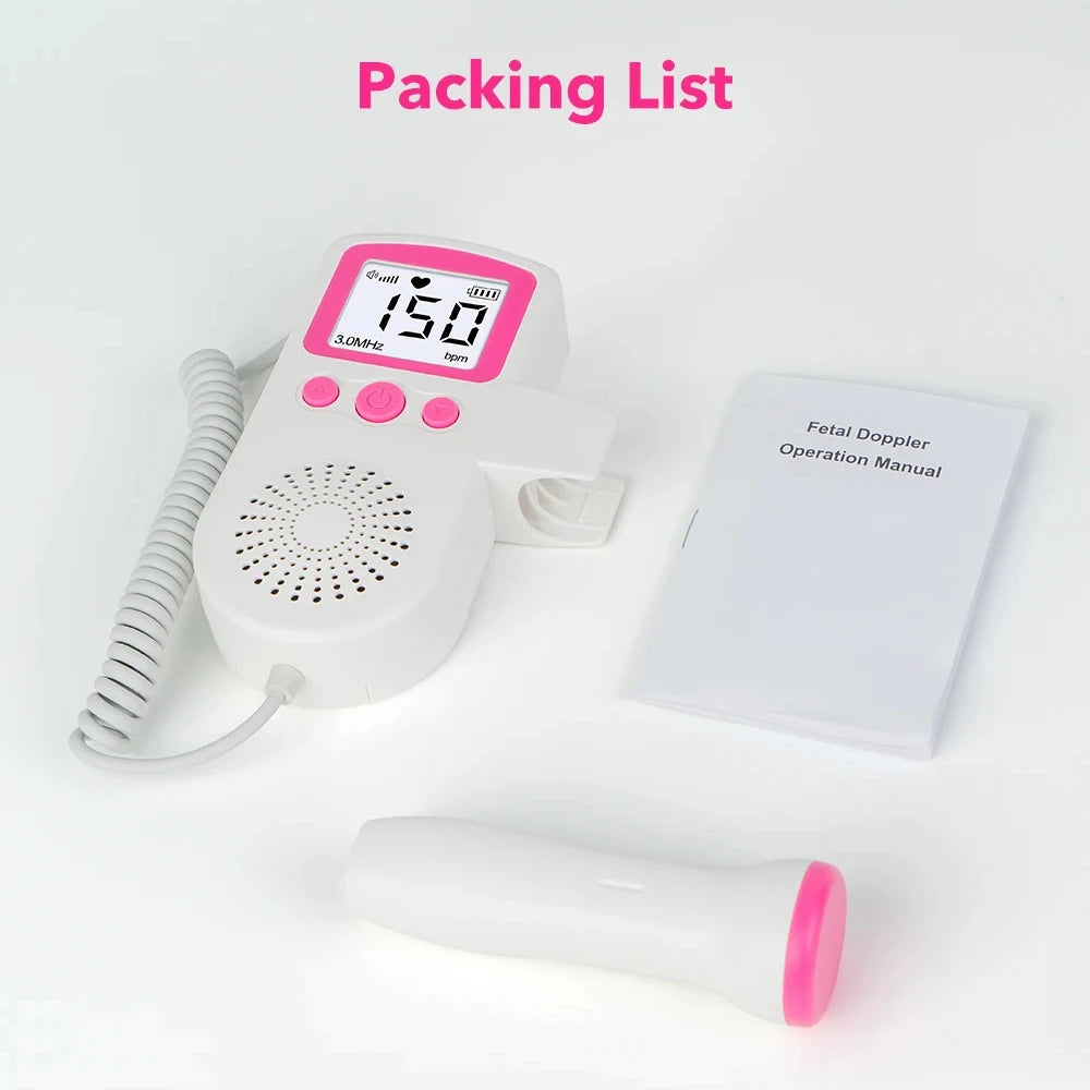 Doppler Fetal Portátil com Tela LCD – Monitor de Batimentos Cardíacos do Bebê 3.0MHz para Uso Doméstico em Gestantes