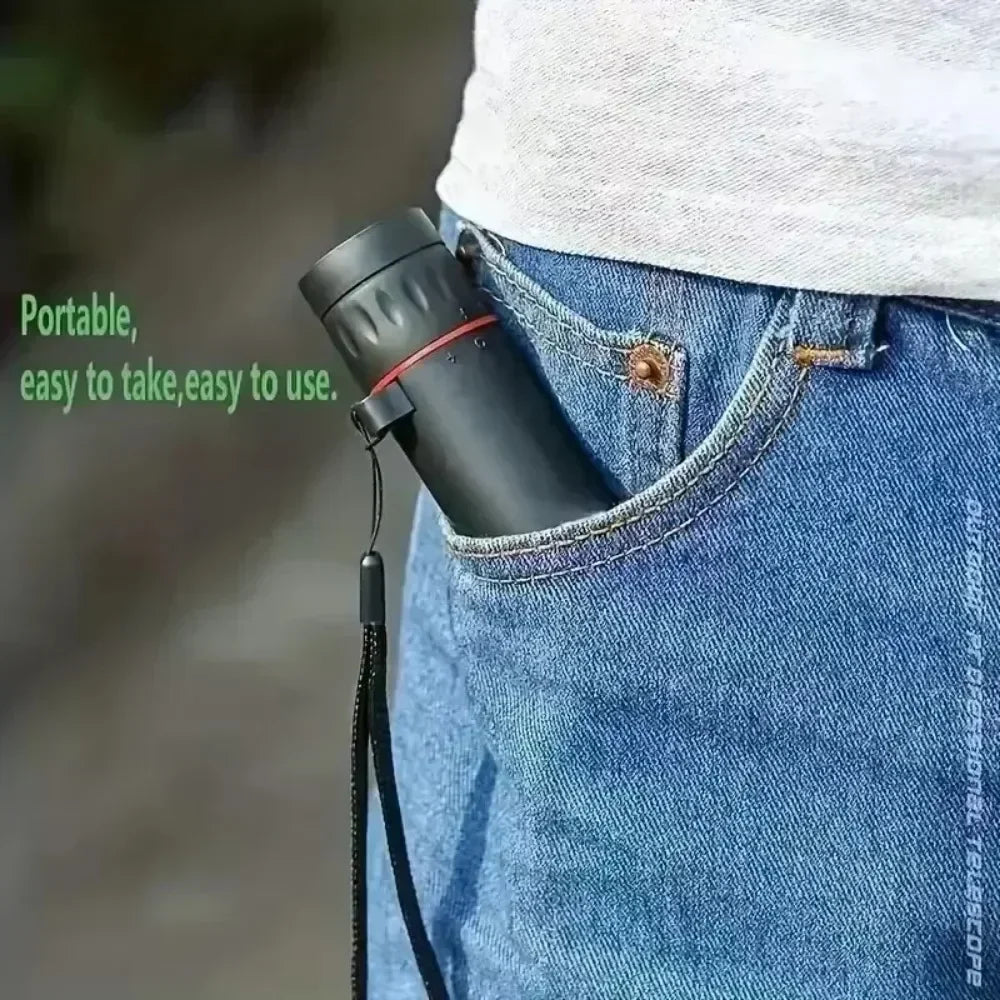 Mini Telescópio Monocular HD 2000x25 com Suporte para Celular – Portátil para Acampamento, Caça e Observação de Aves