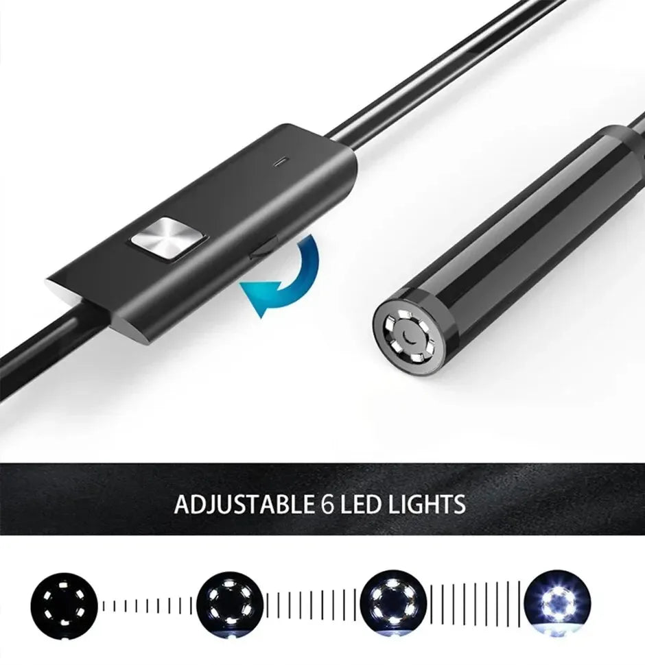 🔍 Câmera Endoscópica Tipo-C 7.0mm IP67 – À Prova d’Água com 6 LEDs Ajustáveis