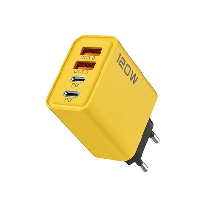 Carregador Rápido USB com 4 Portas (Type-C PD + QC 3.0) – Compatível com iPhone, Samsung, Xiaomi e mais