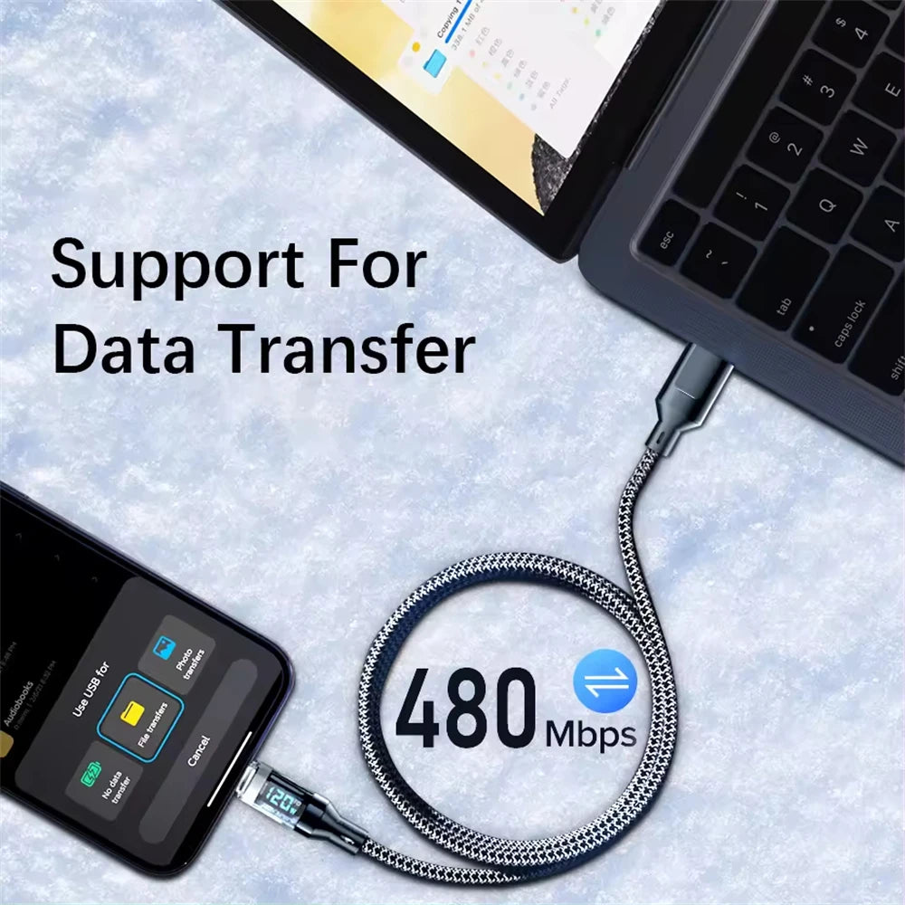 Cabo USB-C de alta potência com display indicador