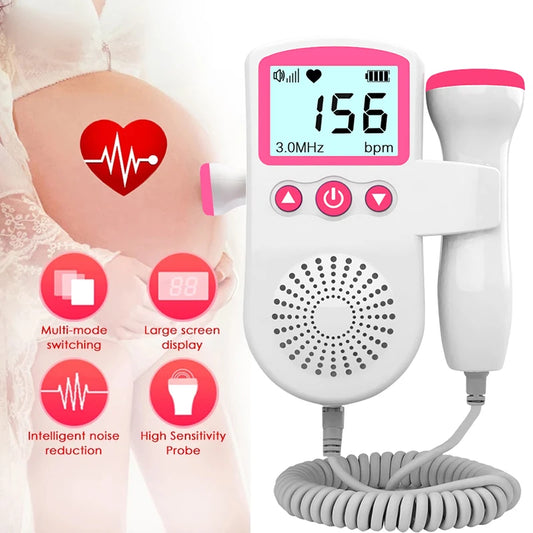 Doppler Fetal Portátil com Tela LCD – Monitor de Batimentos Cardíacos do Bebê 3.0MHz para Uso Doméstico em Gestantes