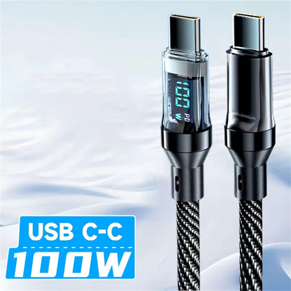 Cabo USB-C de alta potência com display indicador
