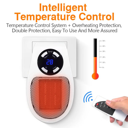 Mini Aquecedor Elétrico Portátil 500W com Controle Remoto – Ideal para Quartos e Ambientes Pequenos