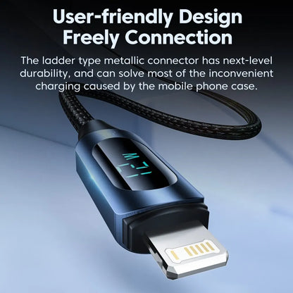 Cabo USB Toocki com Display LED para iPhone – Carregamento Rápido 2.4A, Compatível com iPhone 14/13/12/11/X/8/7, 1m ou 2m